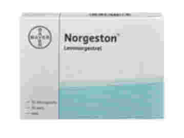 Front of box containing 35 Norgeston 30mcg tablets