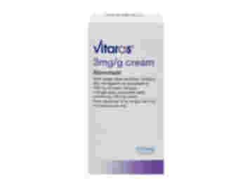 Front of box containing 4 Vitaros 3mg/g cream doses.