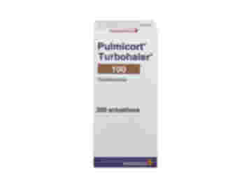 Front of box containing 1 Pulmicort Turbohaler 100mcg inhaler