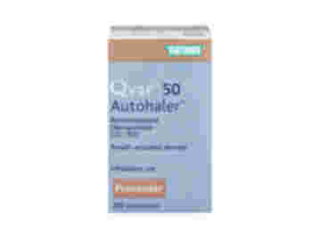 Front of box containing 1 Qvar 50 Autohaler inhaler