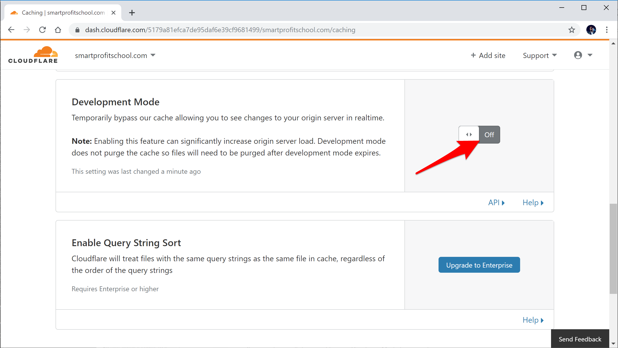 Cloudflare development mode