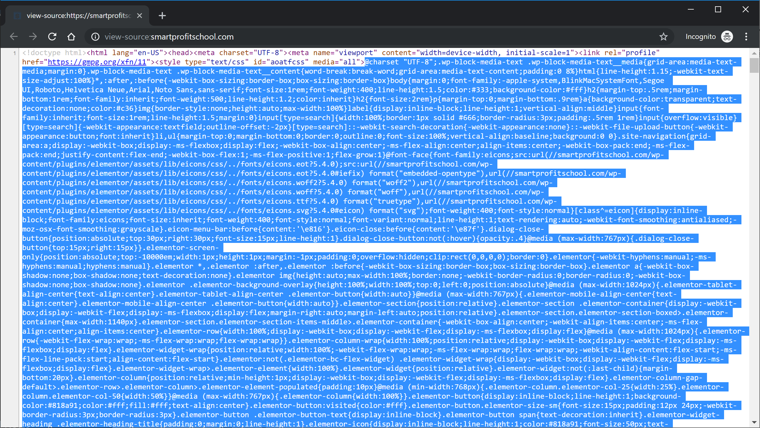 CSS in source code