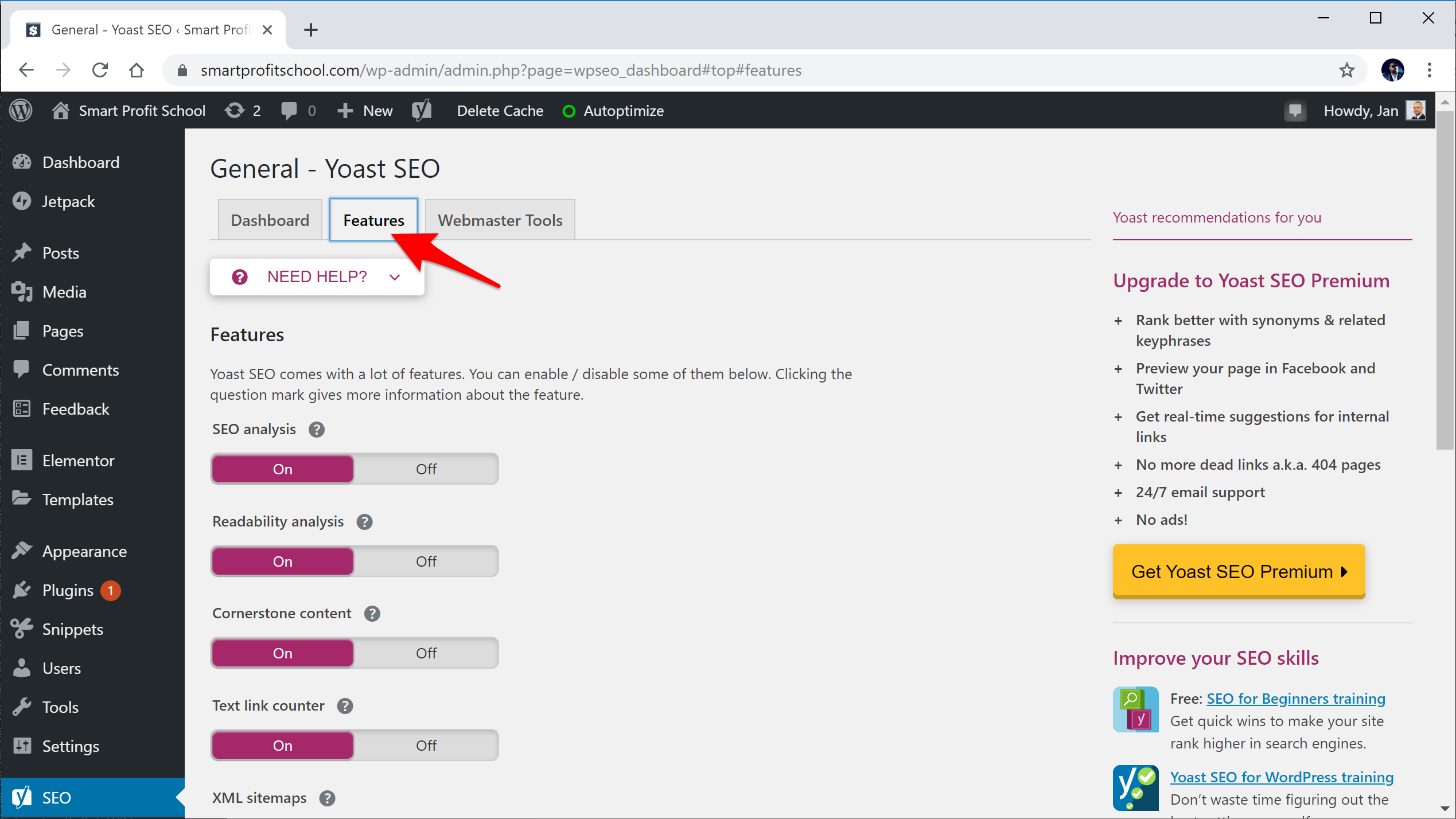 Yoast plugin features