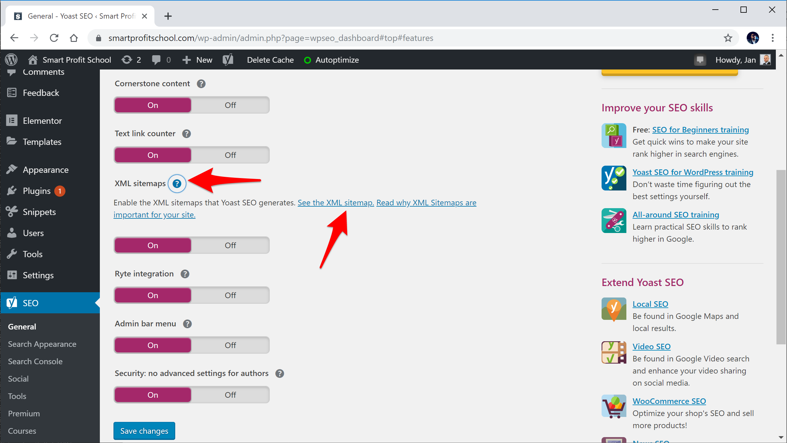 Yoast plugin XML sitemaps