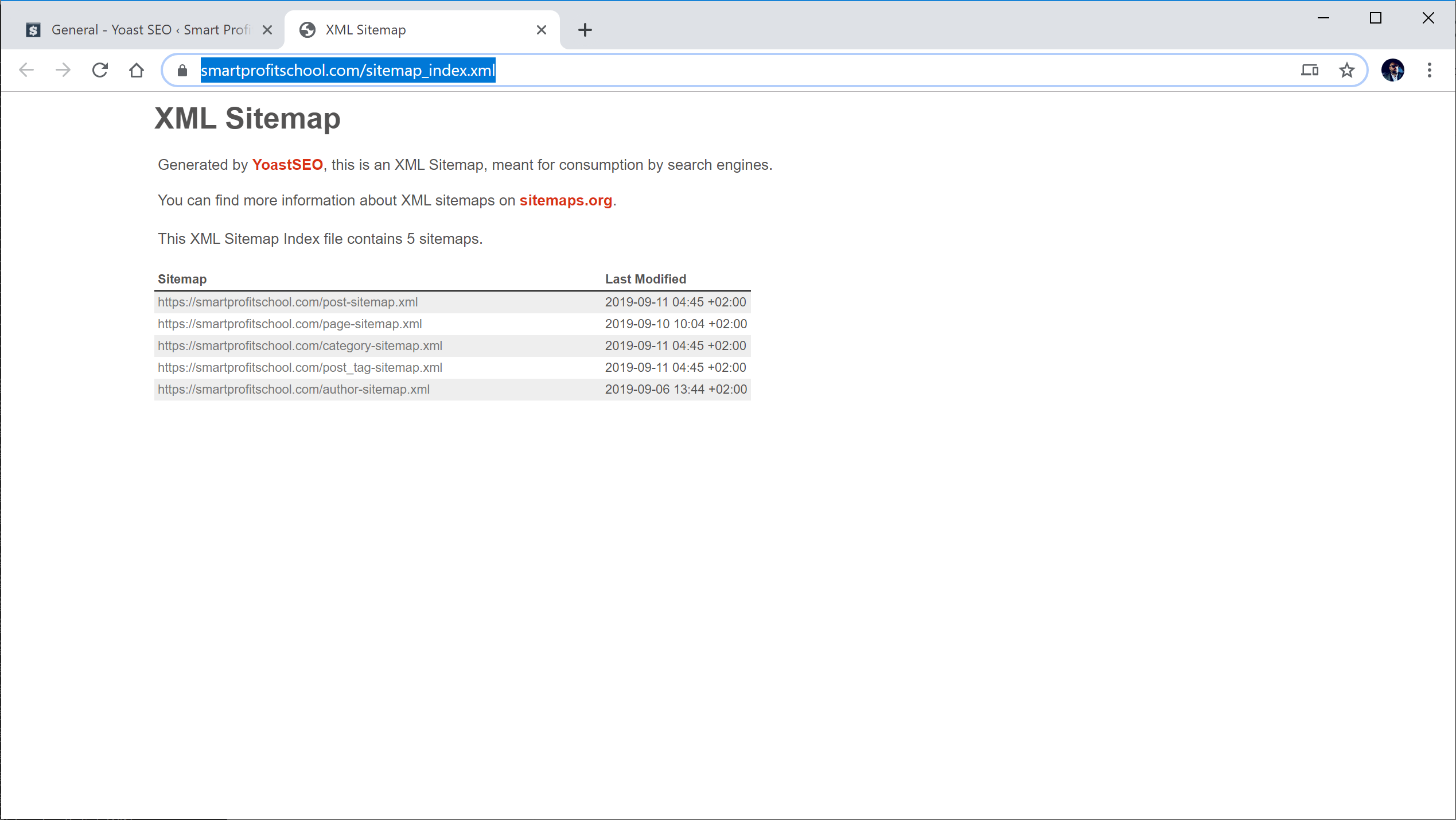 XML sitemaps URL