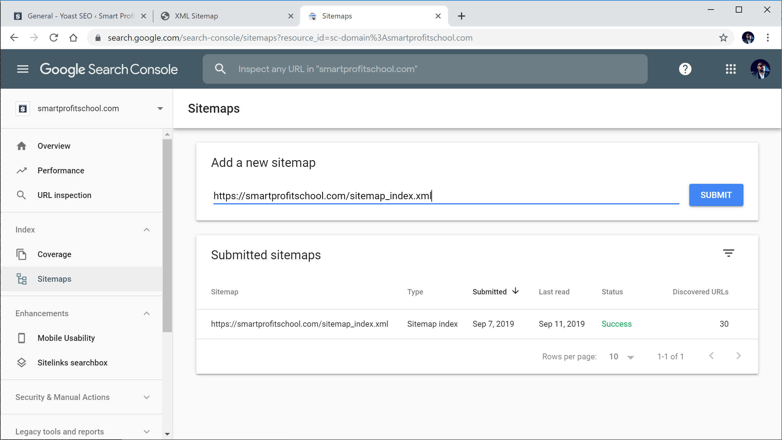 Submitting sitemaps to Google Search Console