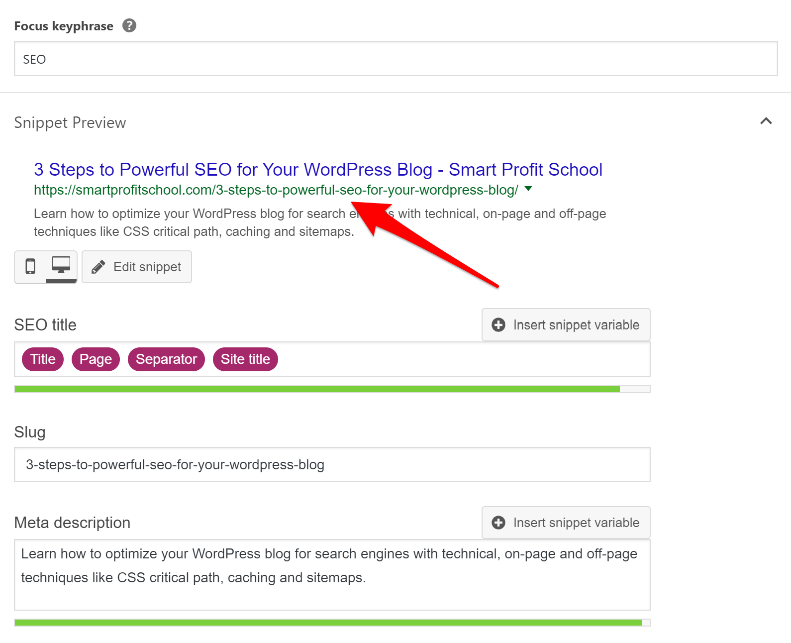 Yoast SEO-friendly URL