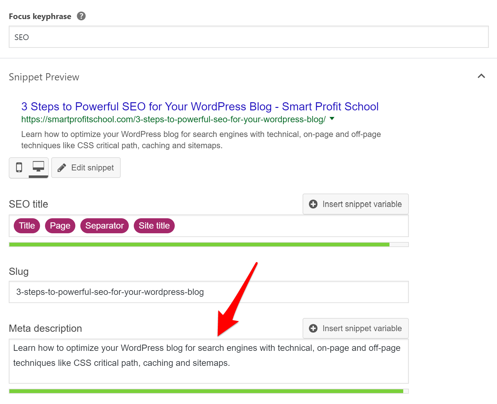 Yoast meta description