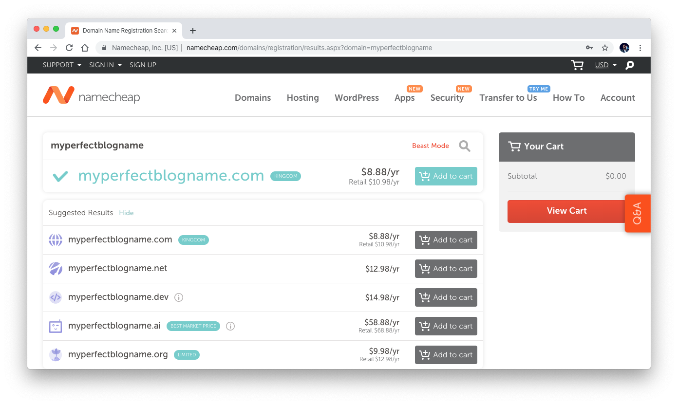 Domain Name Registration with Namecheap