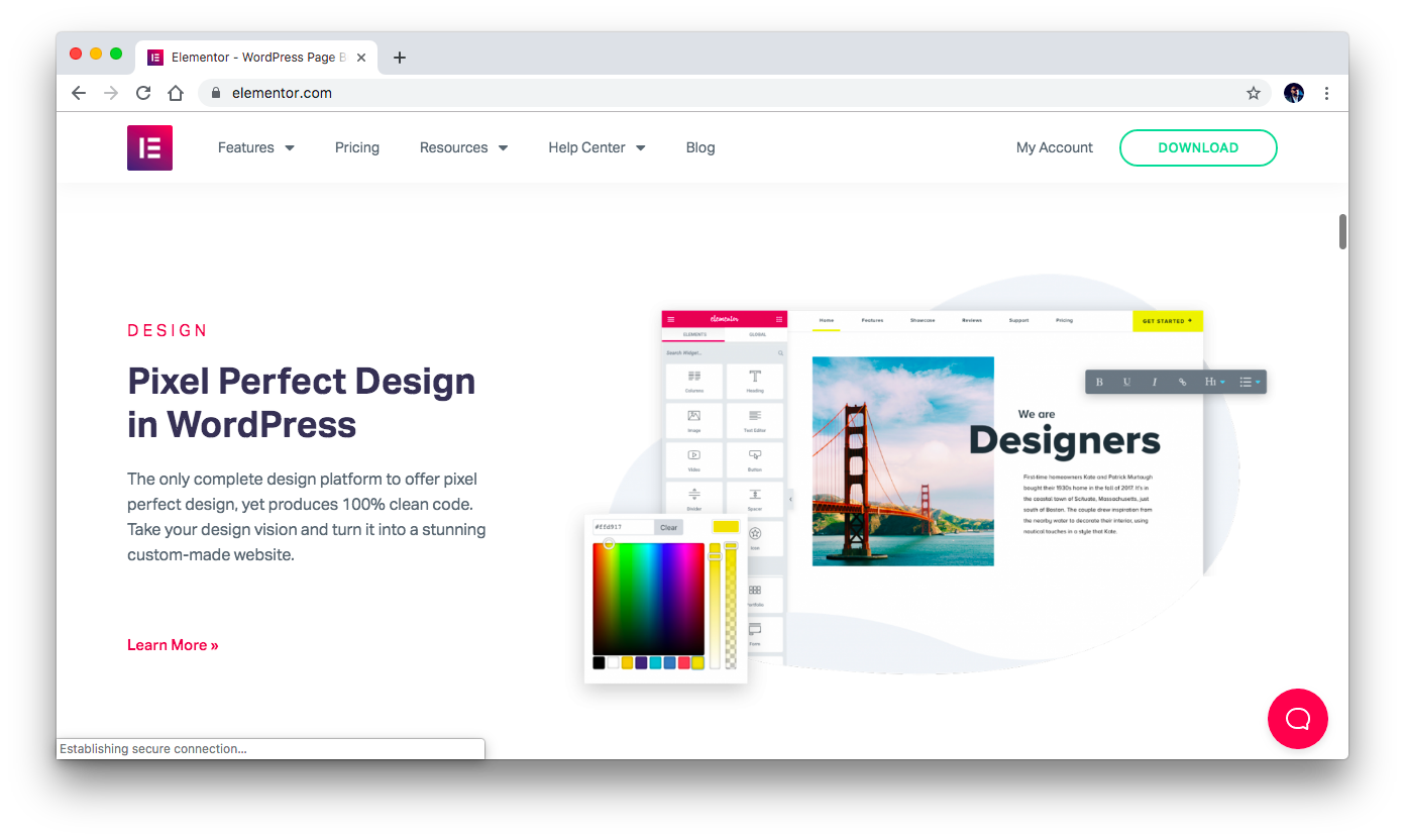 Elementor homepage