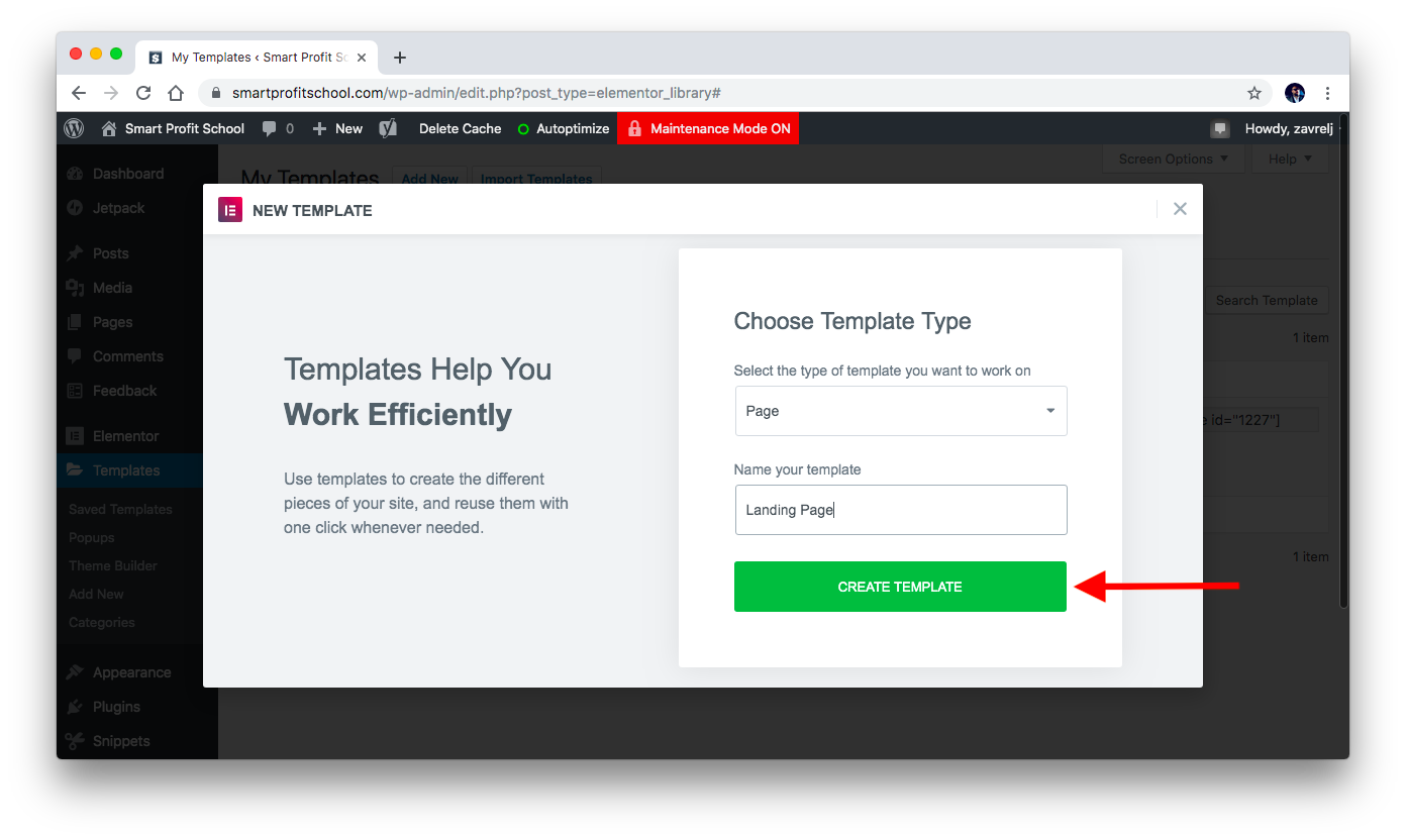 Create landing page