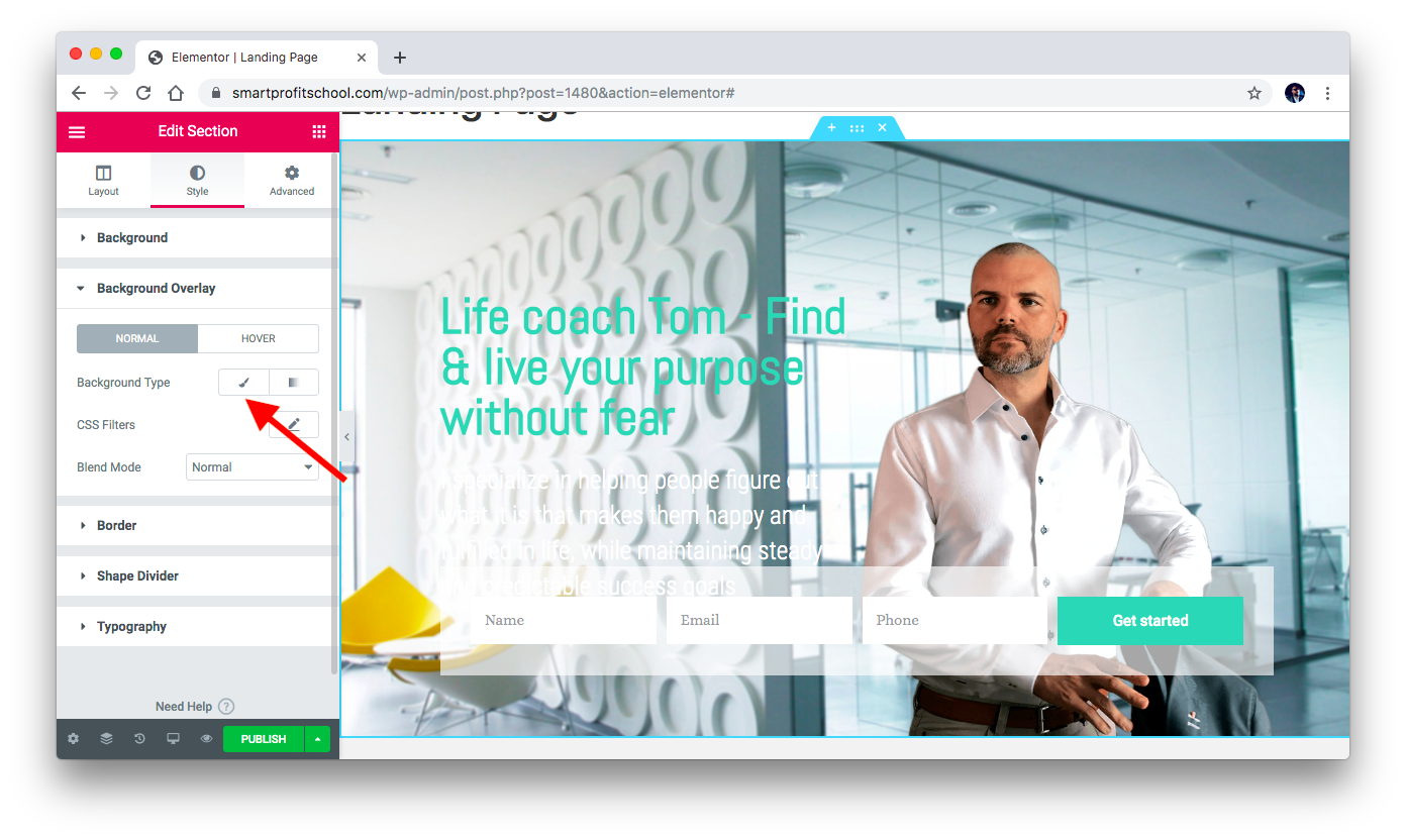 Add background overlay
