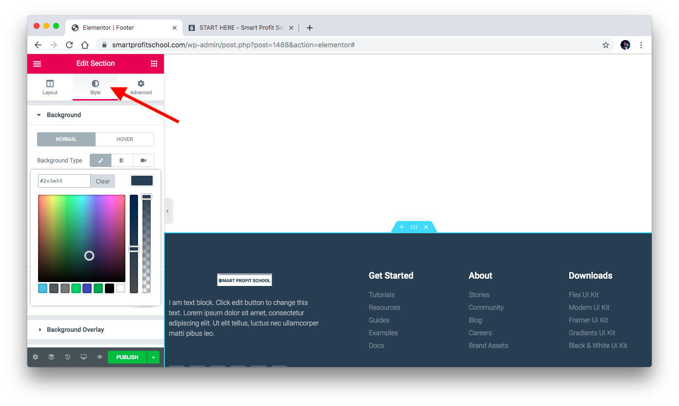 Footer styling
