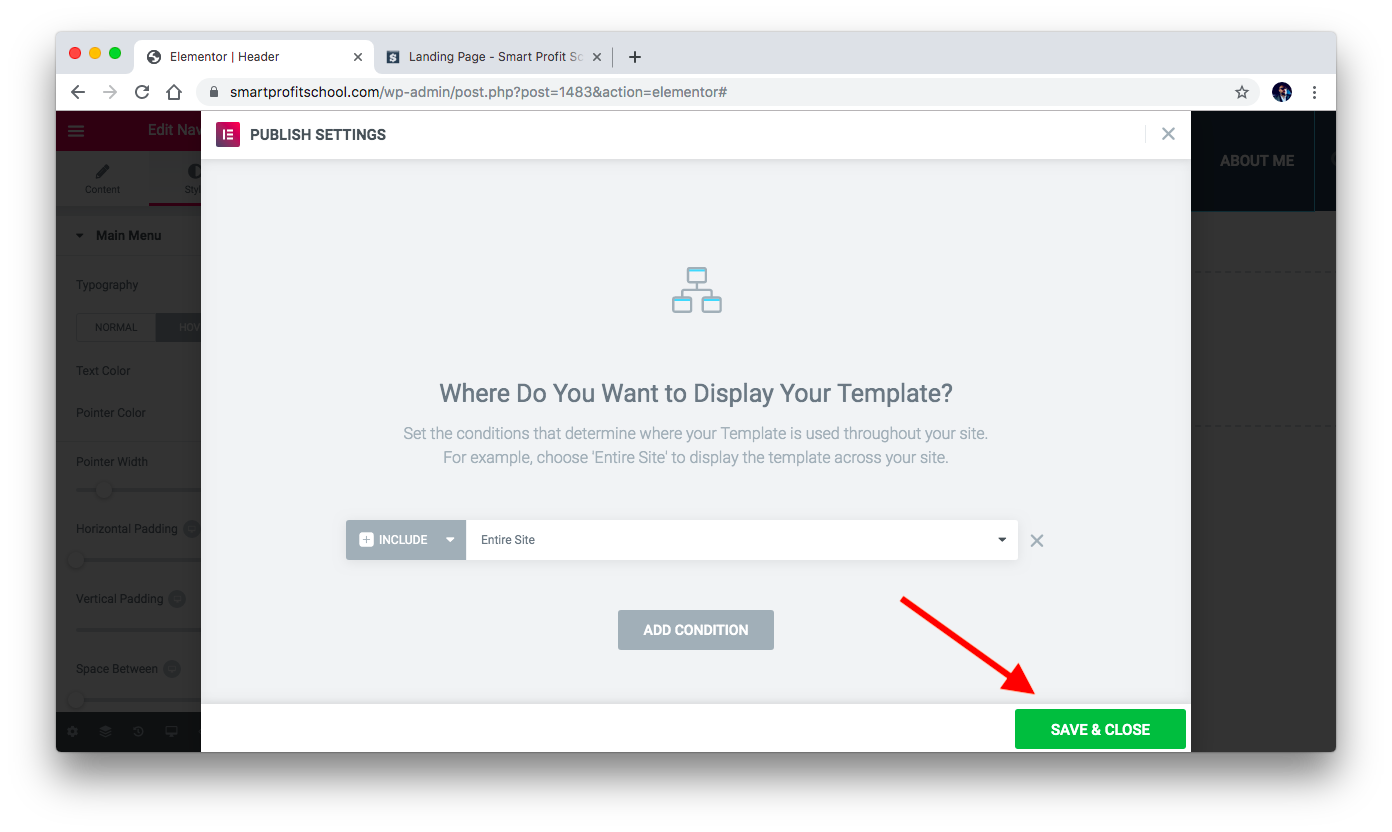 Footer display conditions