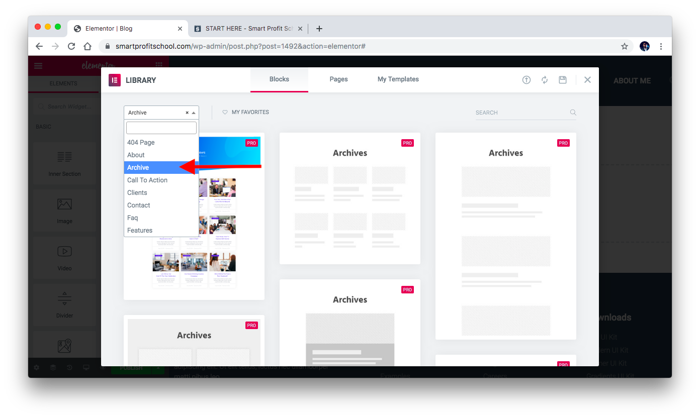 Blog as archive template