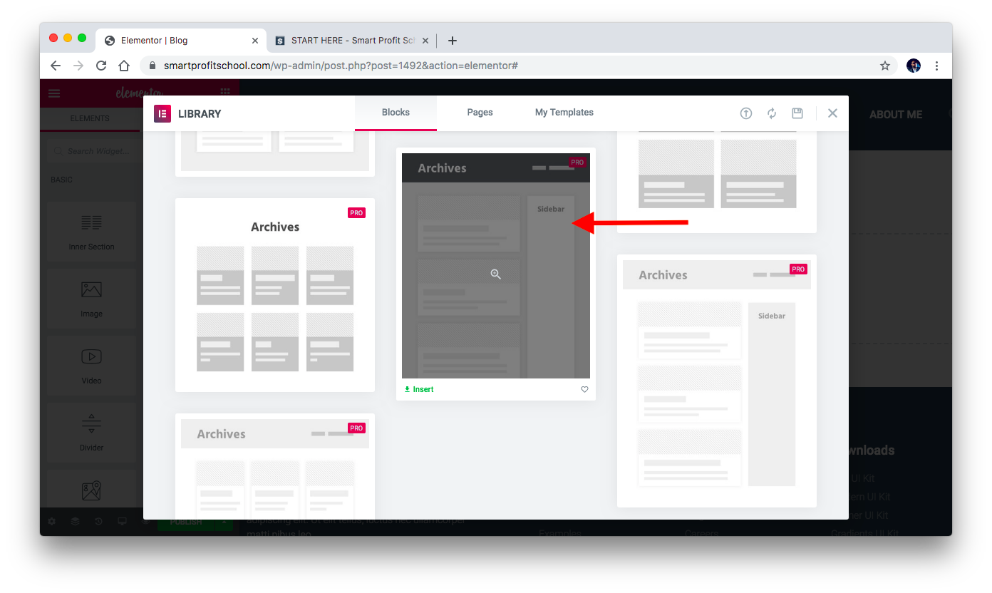 Choosing archive blog template