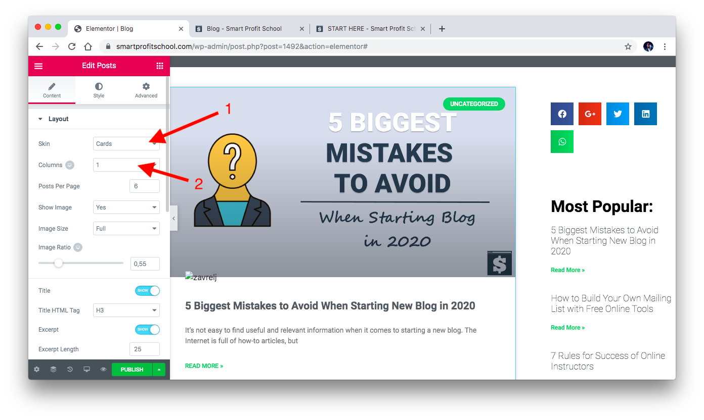 Changing blog layout