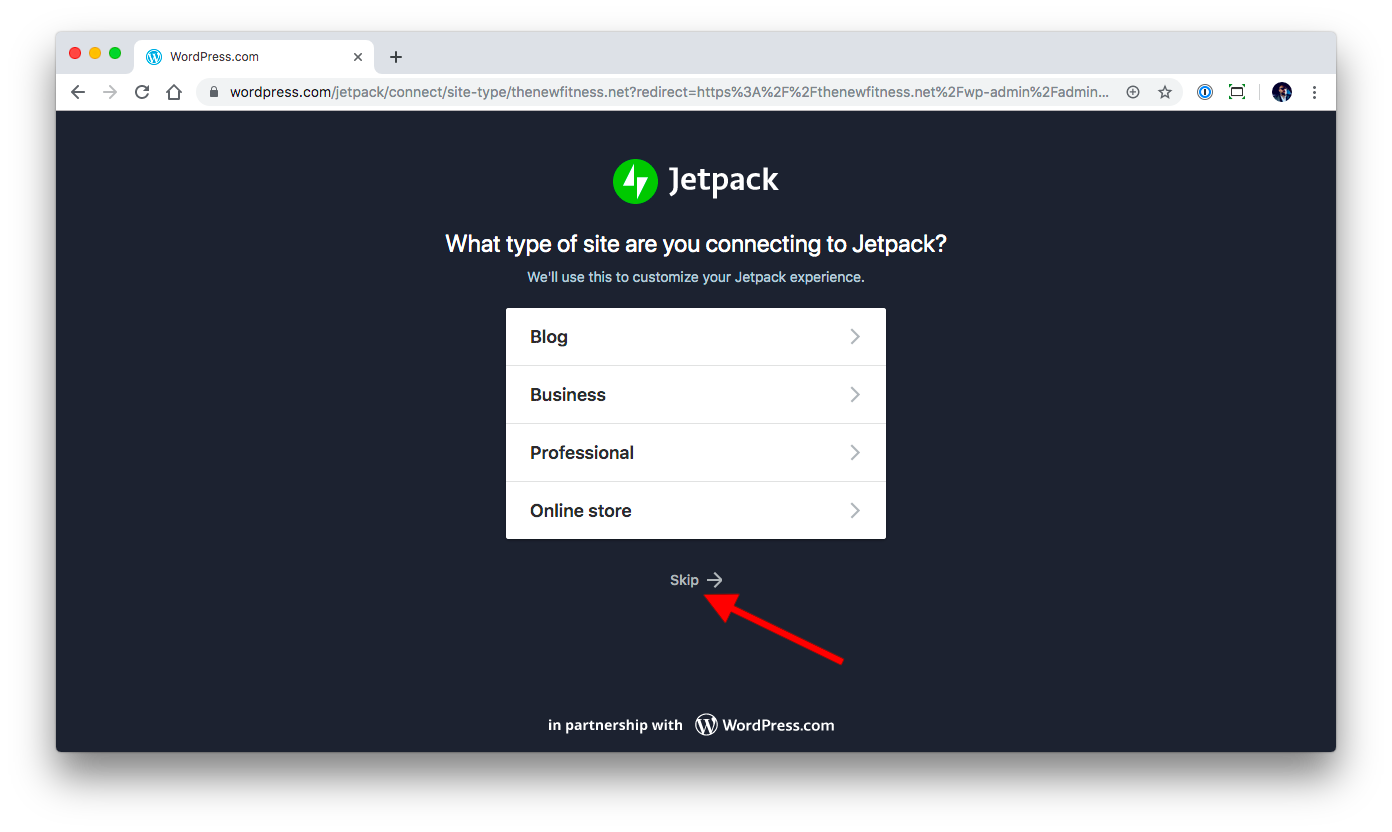 Jetpack site type
