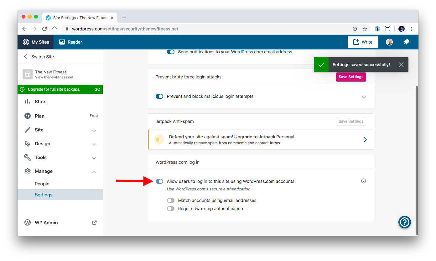 Allowing WordPress.com login