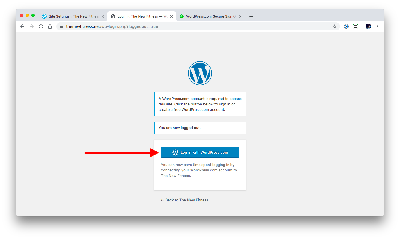 Logging in with WordPress.com account