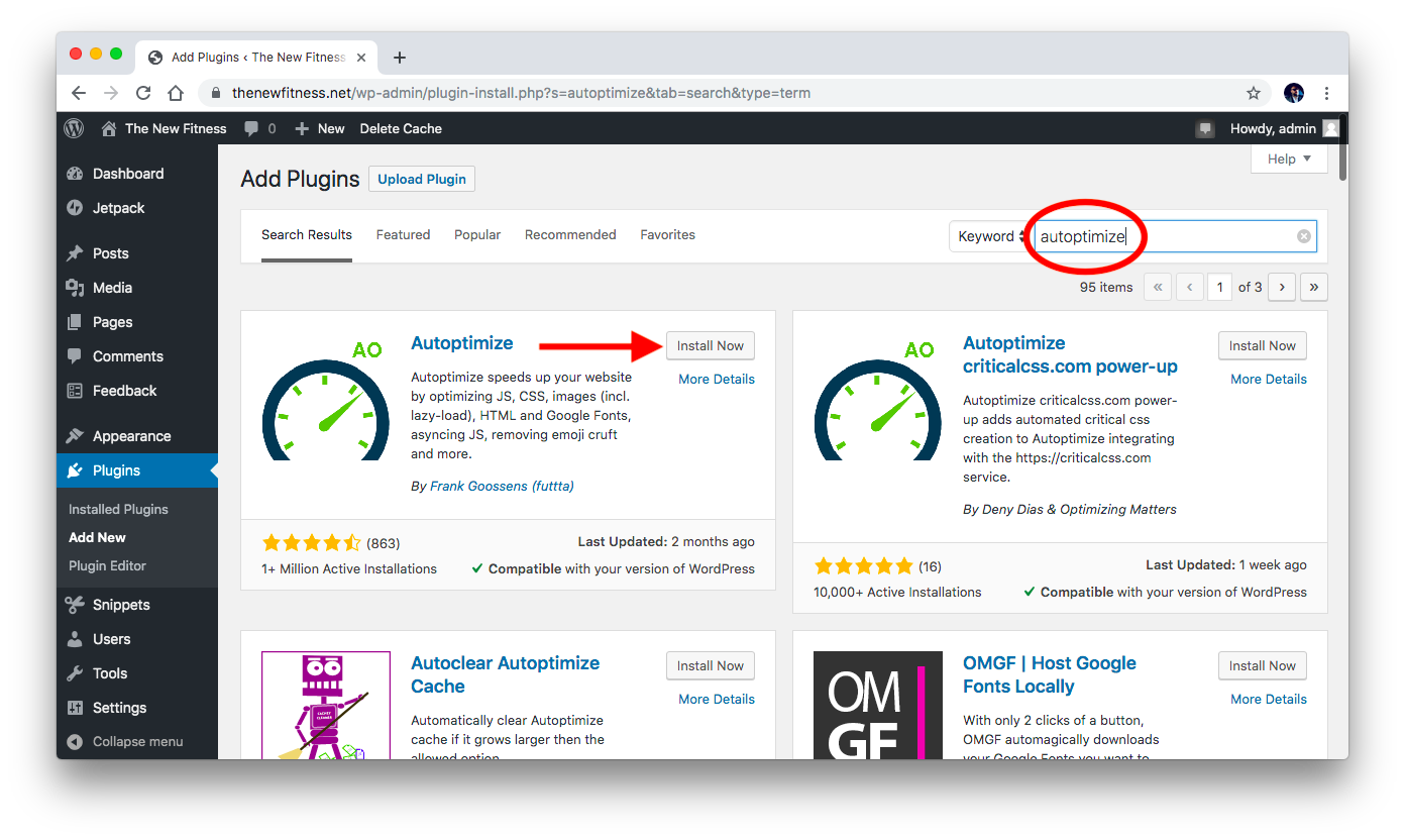 Install and activate Autoptimize plugin