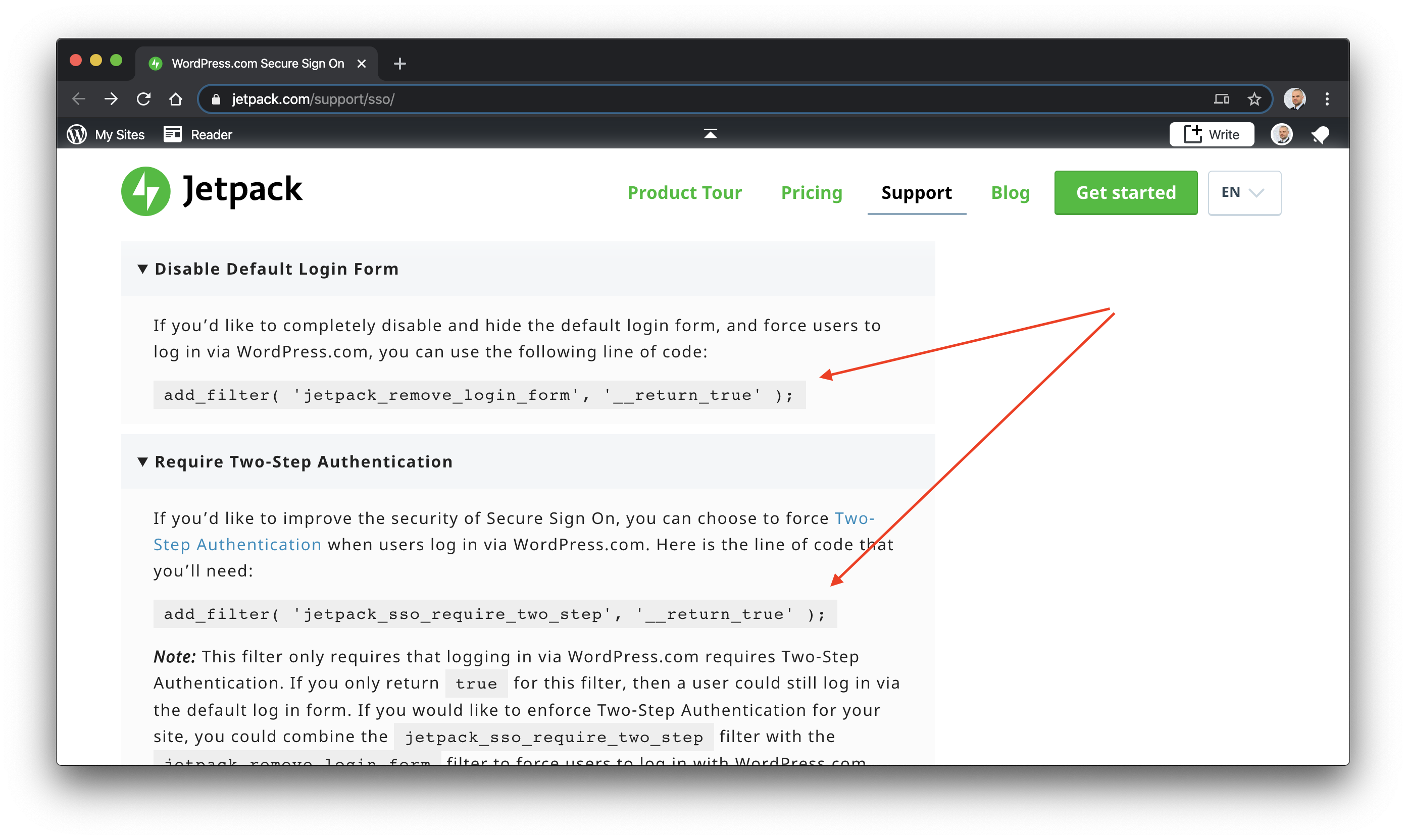 Secure Sign On directives