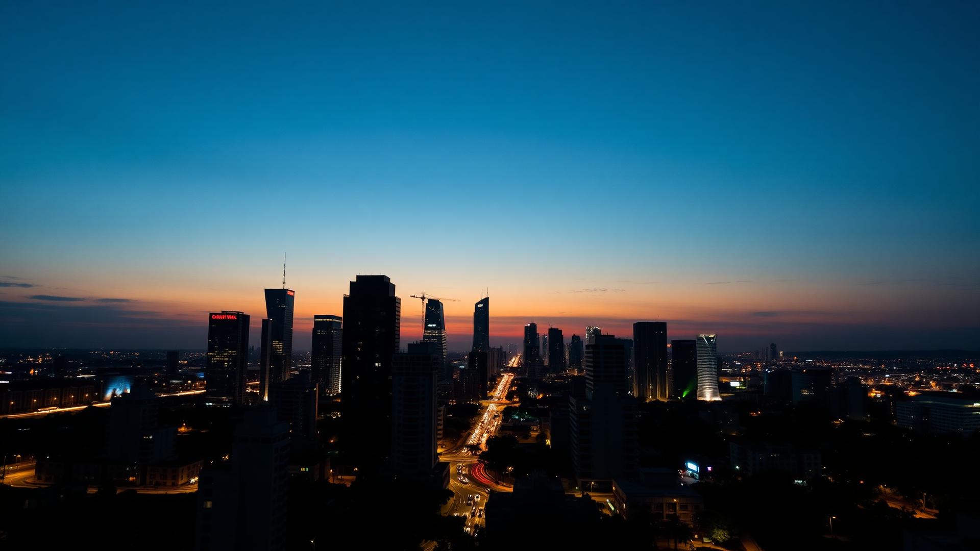 City skyline at dusk representing business growth