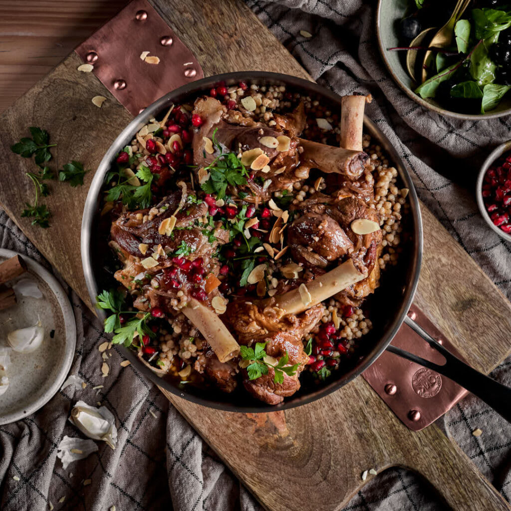 One-pot lamb shanks with maftoul