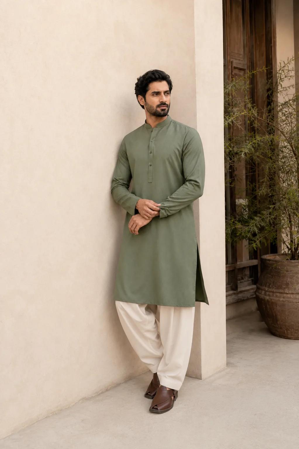 Ehsan — Kurta with White Shalwar — view 1