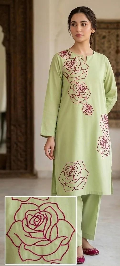 Pistachio (Hand Embroidered) — 2pc lawn suit Hand Embroidered — view 1