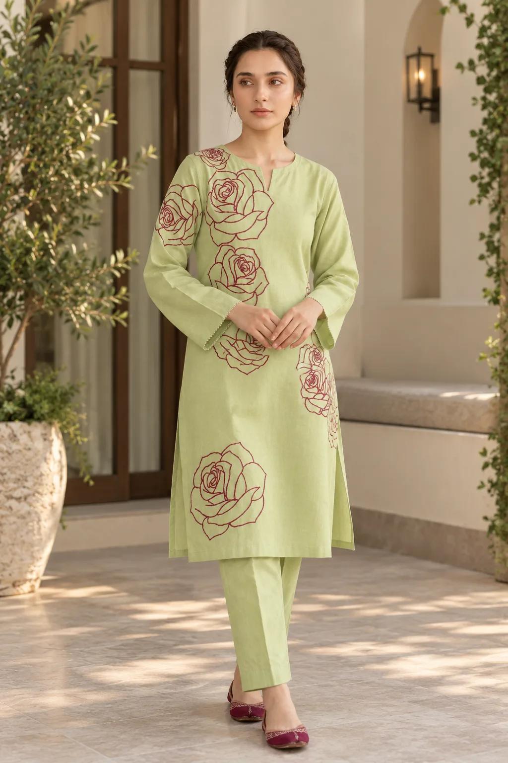 Pistachio (Hand Embroidered), 2pc lawn suit Hand Embroidered