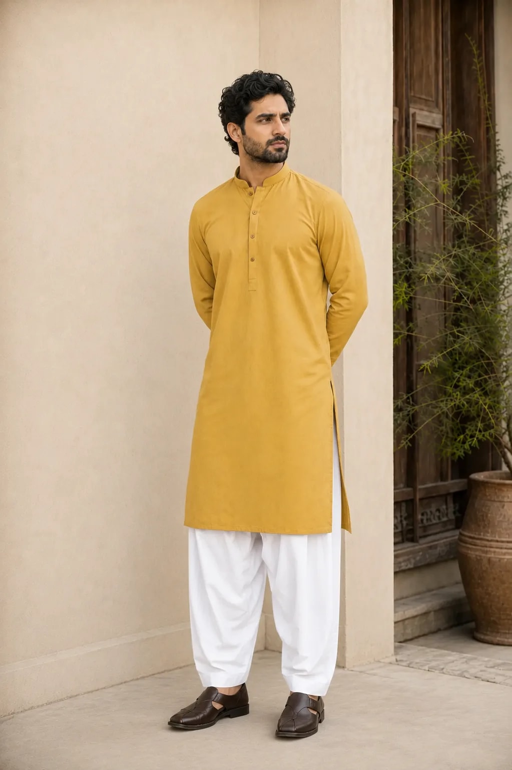 Ahsan, Kurta with White Shalwar, alternate view