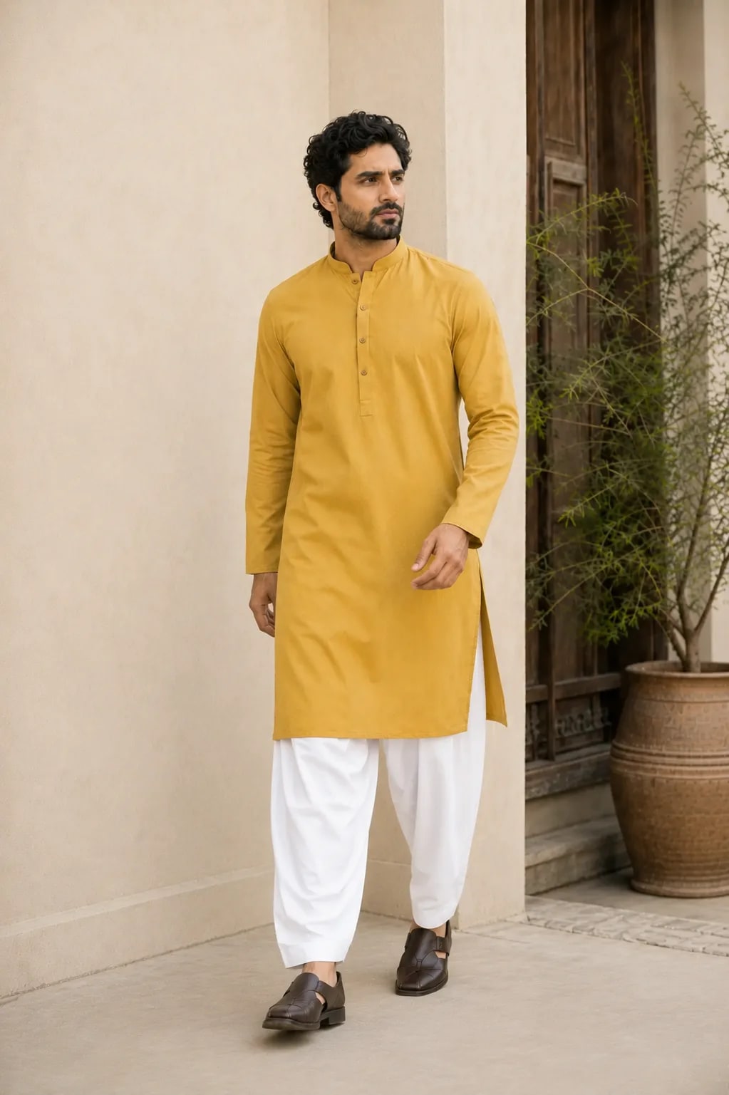 Ahsan, Kurta with White Shalwar, view 3