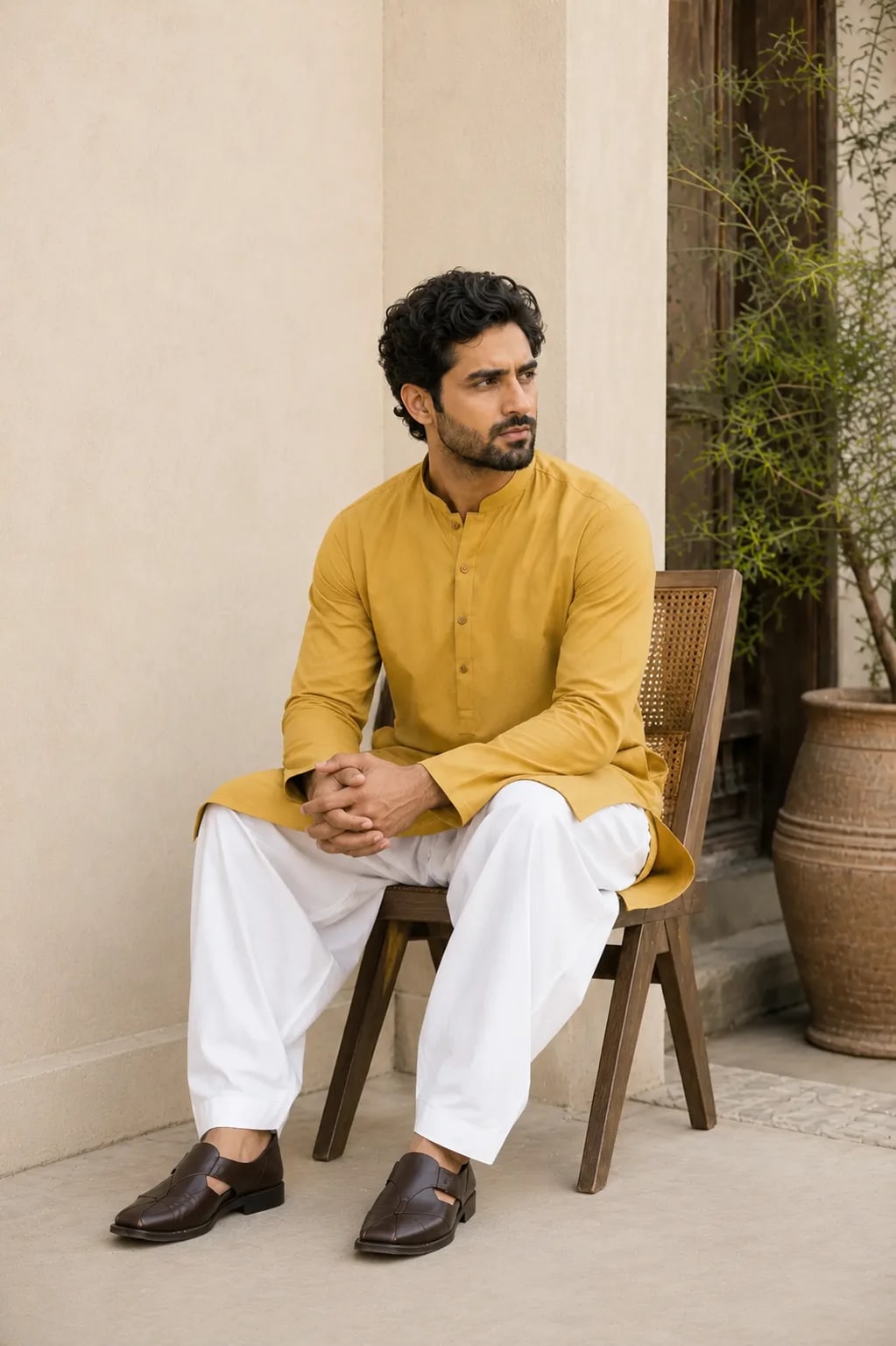 Ahsan, Kurta with White Shalwar, view 4