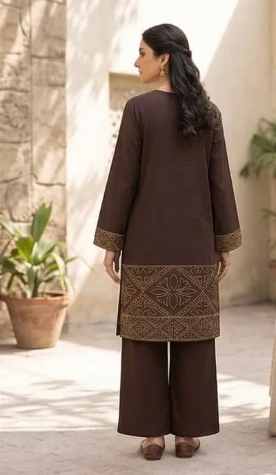 Deep Roast (Hand Embroidered), 2pc lawn suit Hand Embroidered, alternate view