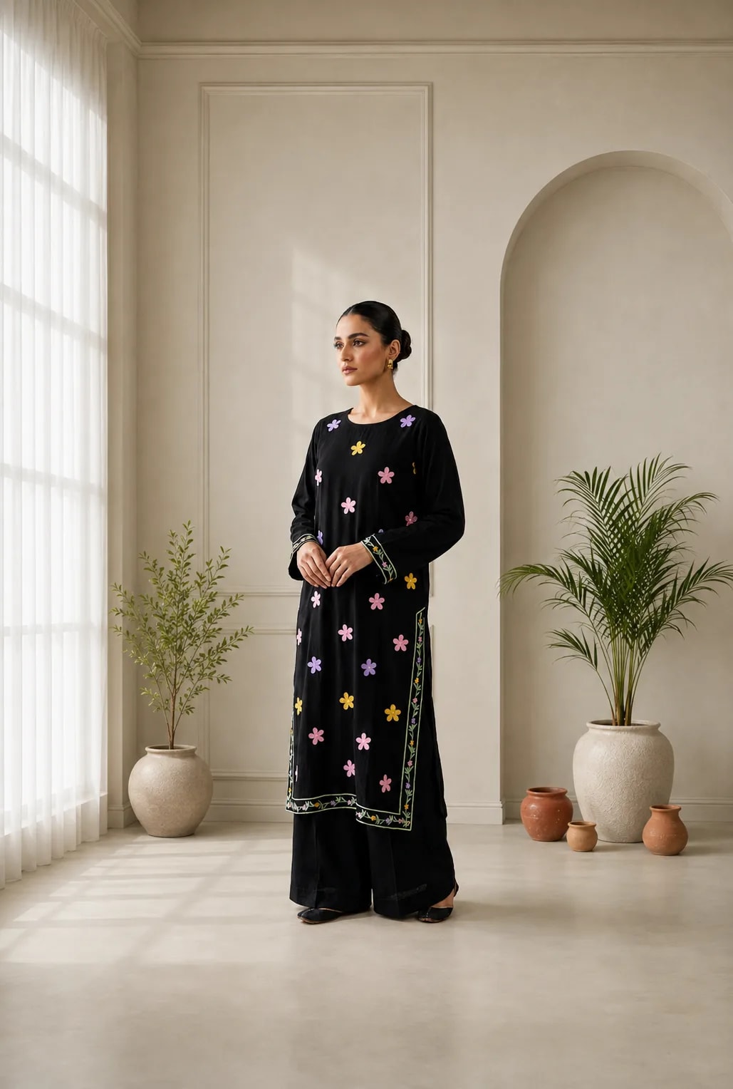 Midnight (Hand Embroidered), 2pc lawn suit Hand Embroidered