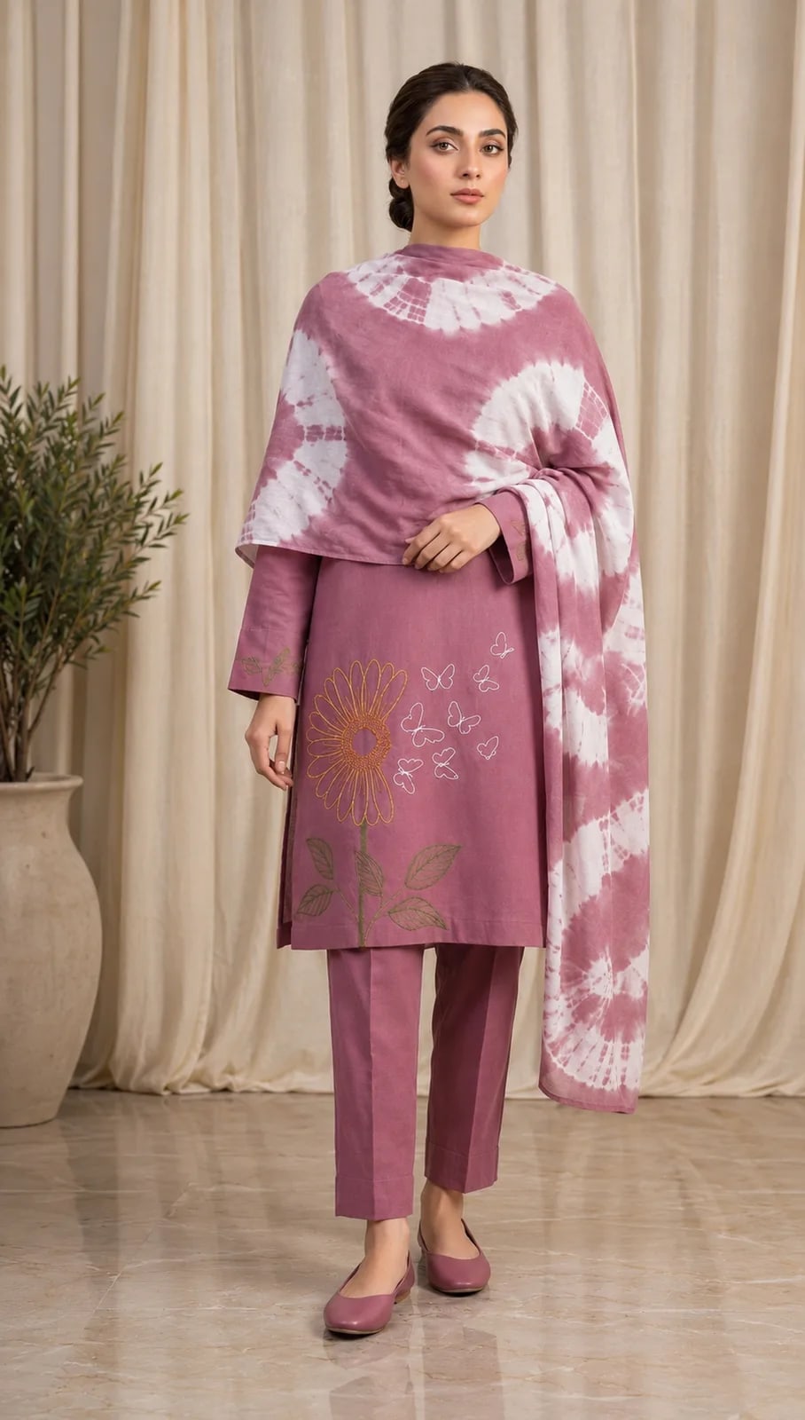 Butterfly, 3 pc suit with lawn duppata, alternate view