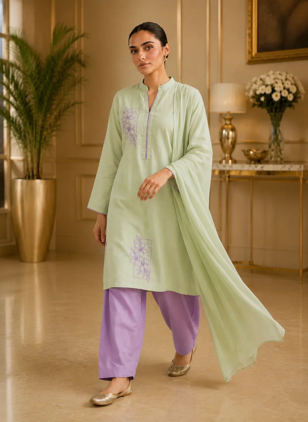 Subhi, 3 pc suit with lawn duppata, alternate view