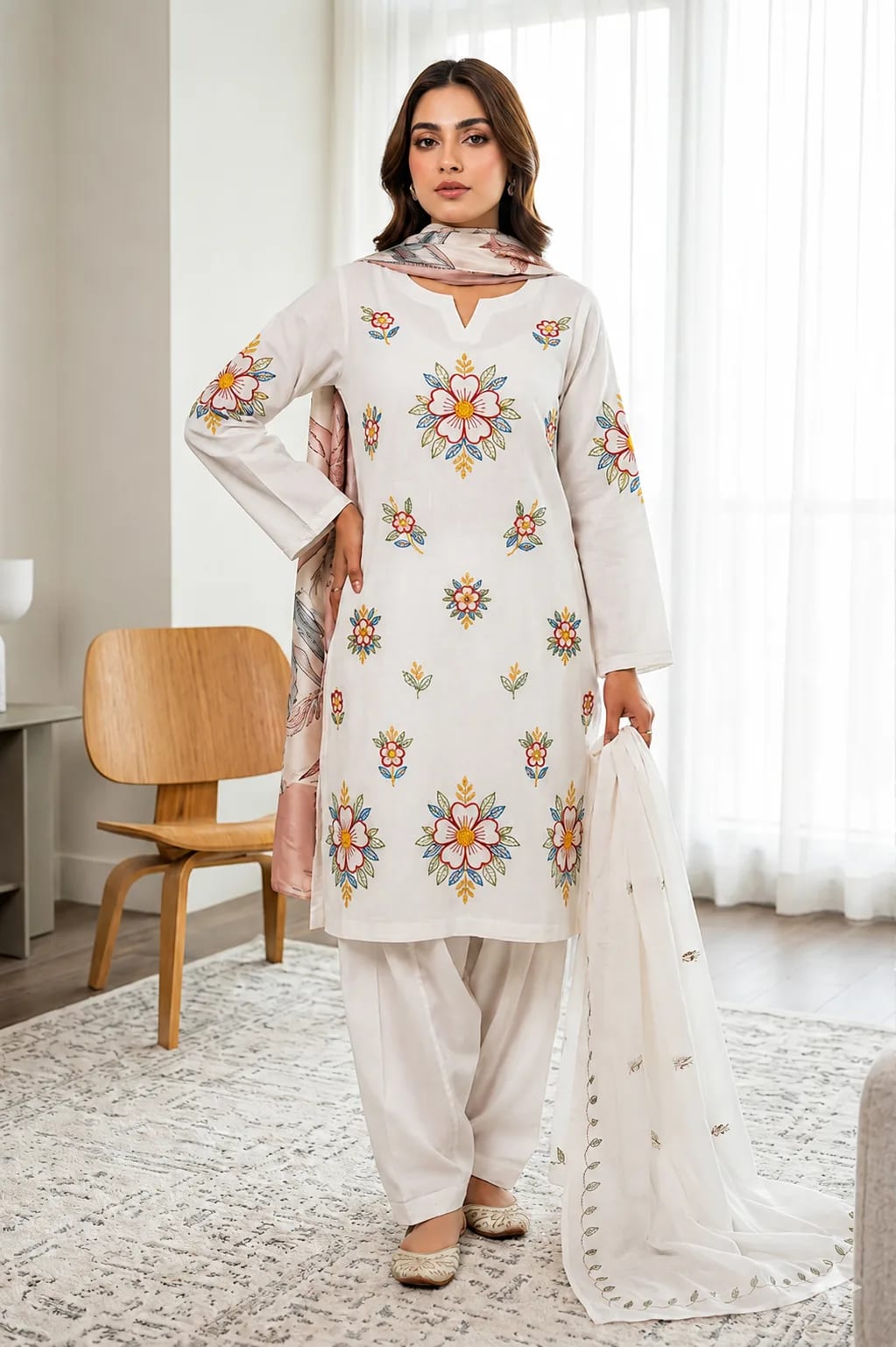 Nargis (Hand Embroidered), 2pc lawn suit Hand Embroidered