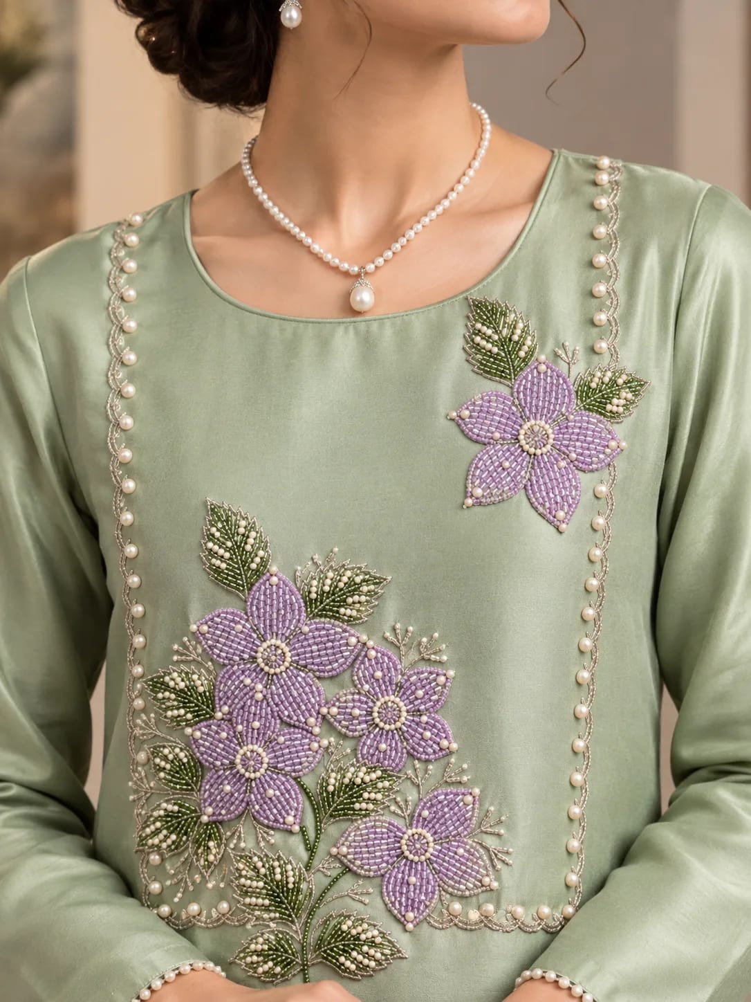Mint Party Wear Suit in Pistachio, view 5