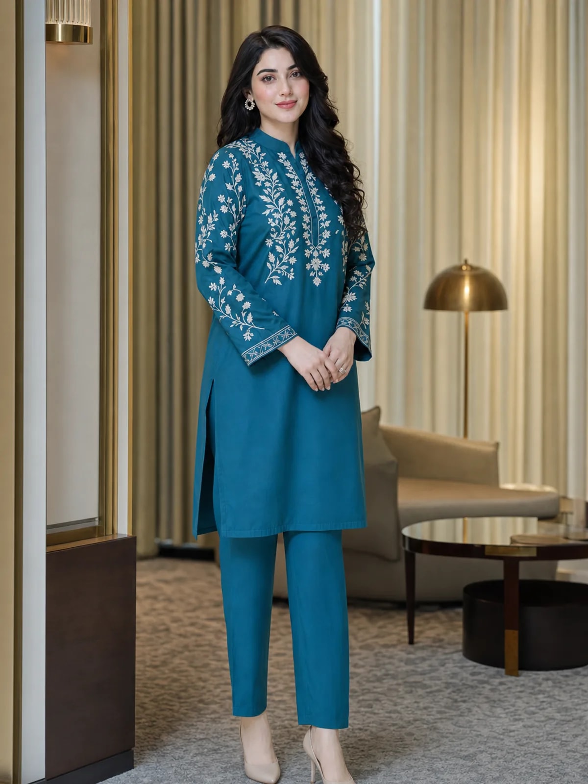 Aabroo (Hand Embroidered), 2pc lawn suit Hand Embroidered, view 3