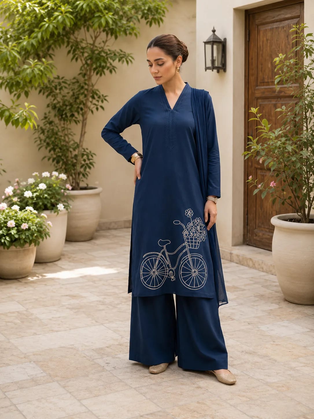 Safar (Hand Embroidered), 3 pc suit with lawn duppata, view 2