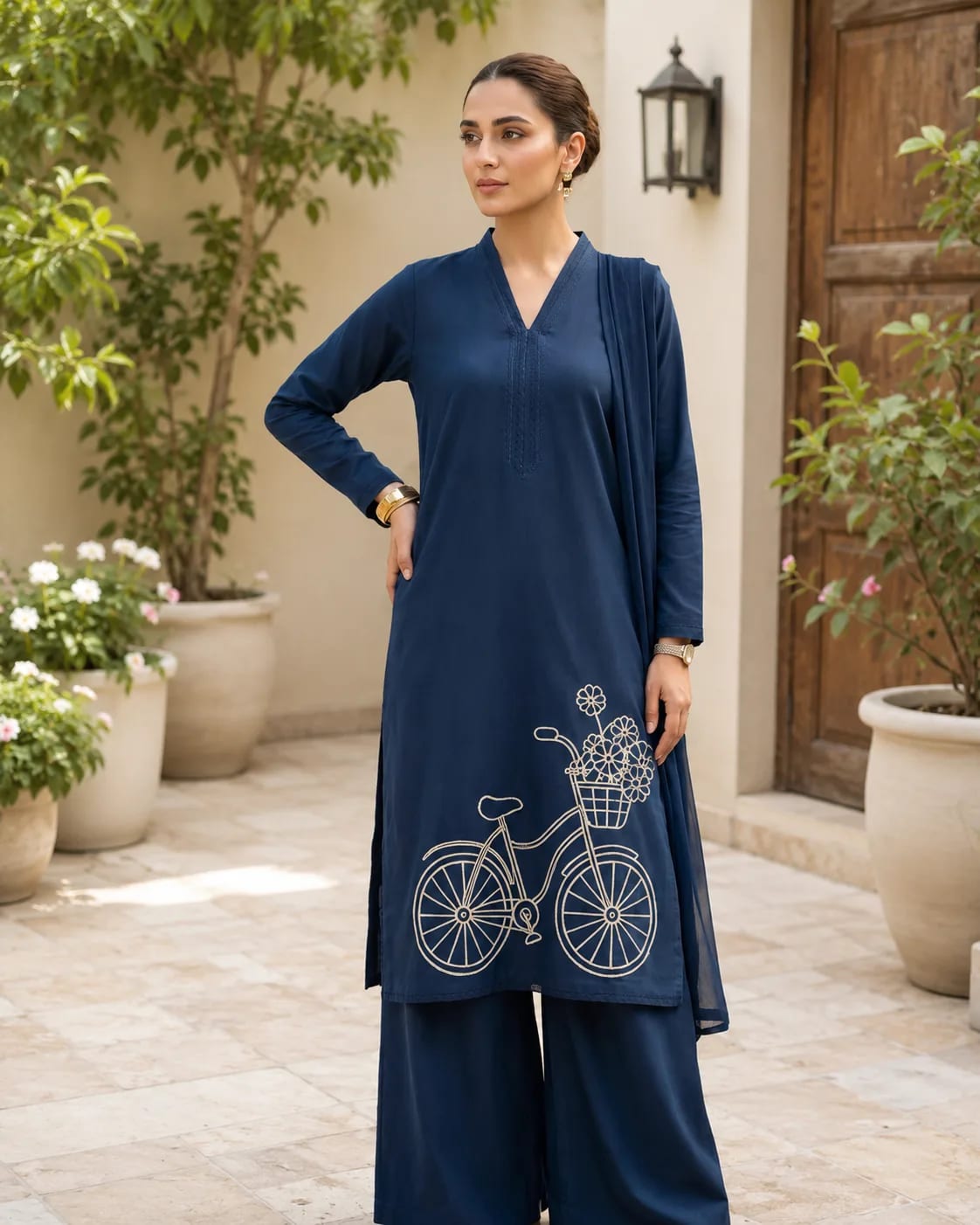 Safar (Hand Embroidered), 3 pc suit with lawn duppata, view 3