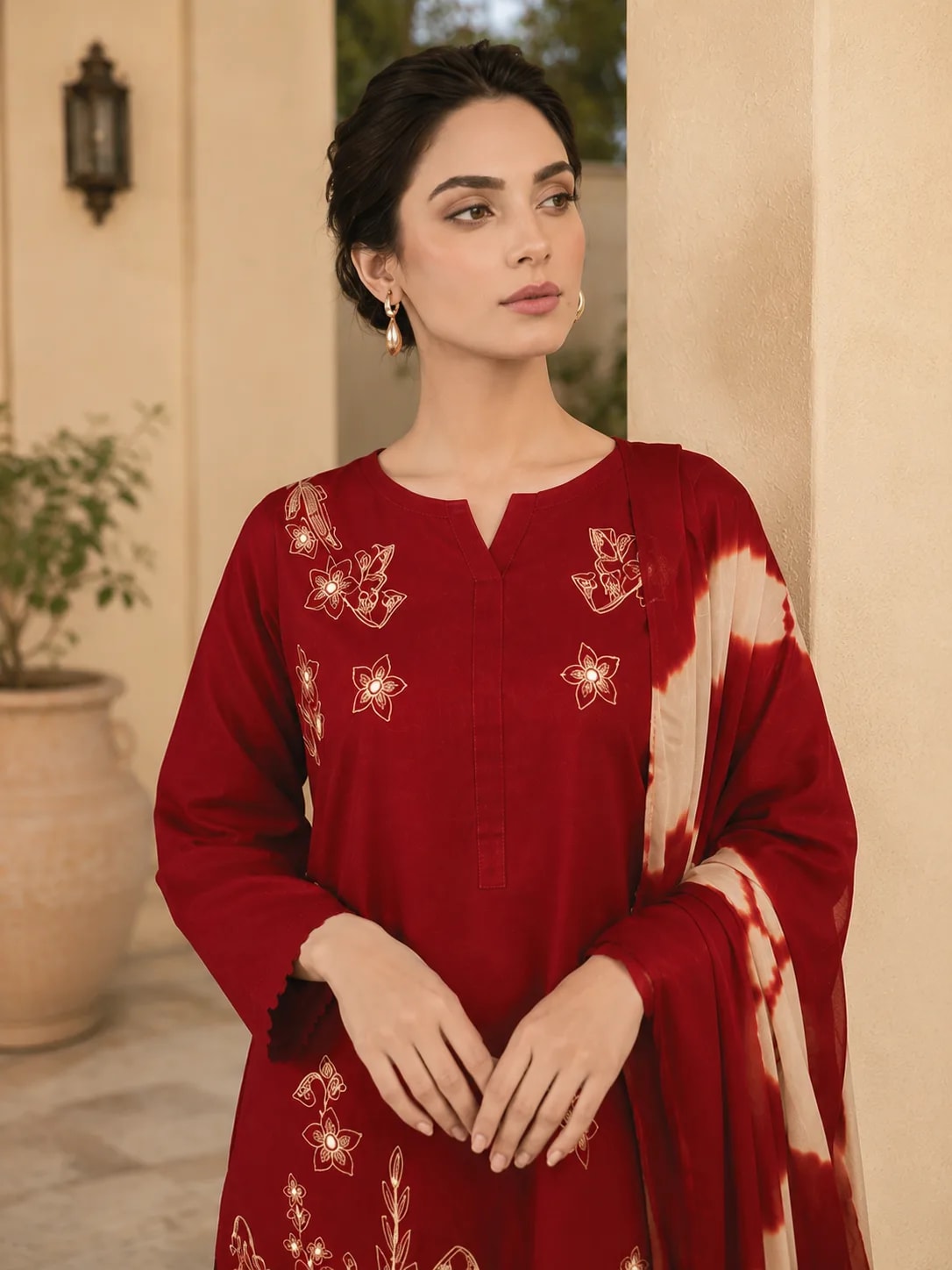 Rubaab (Hand Embroidered), 3 pc suit with lawn duppata, view 2