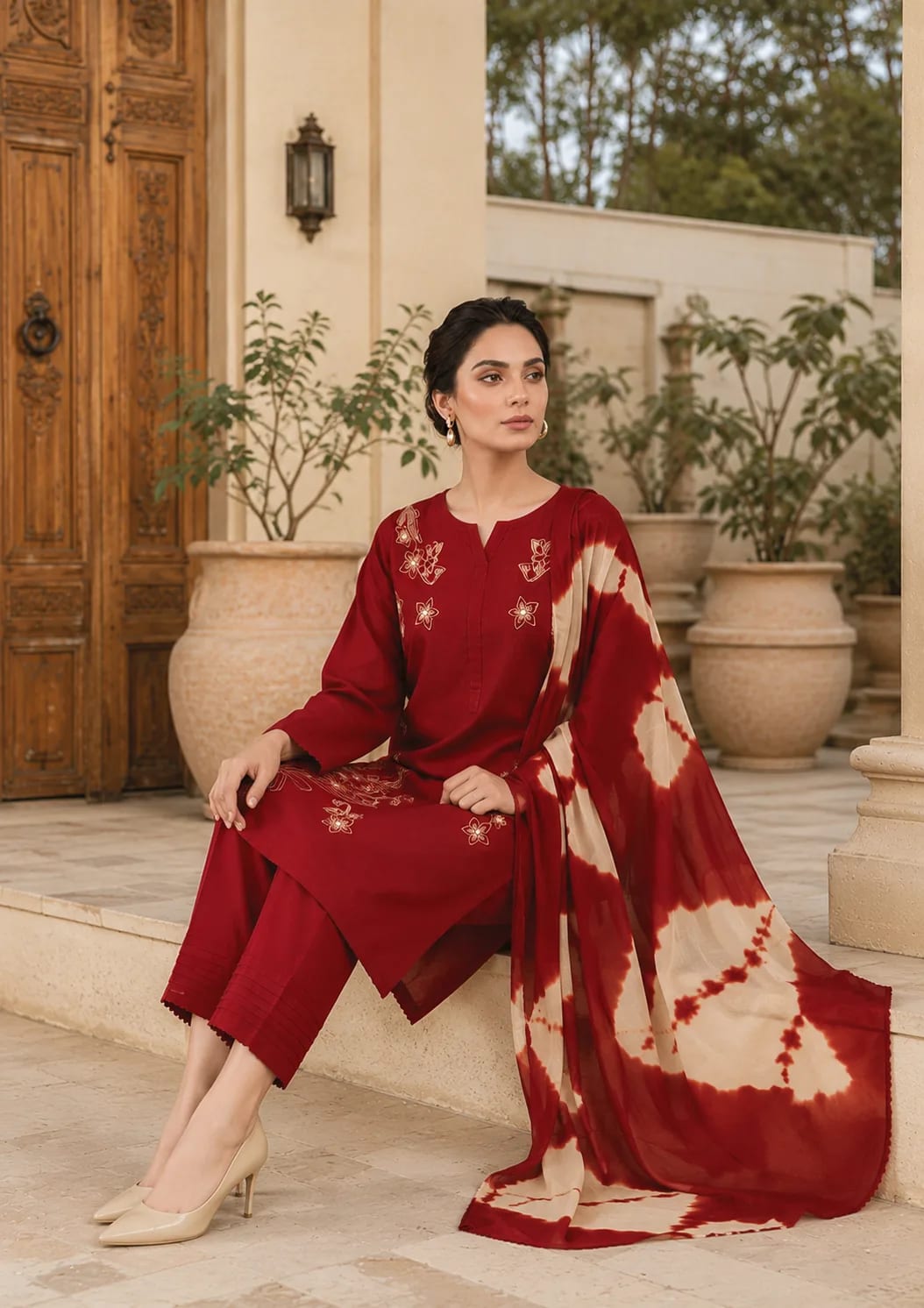 Rubaab (Hand Embroidered), 3 pc suit with lawn duppata, view 4