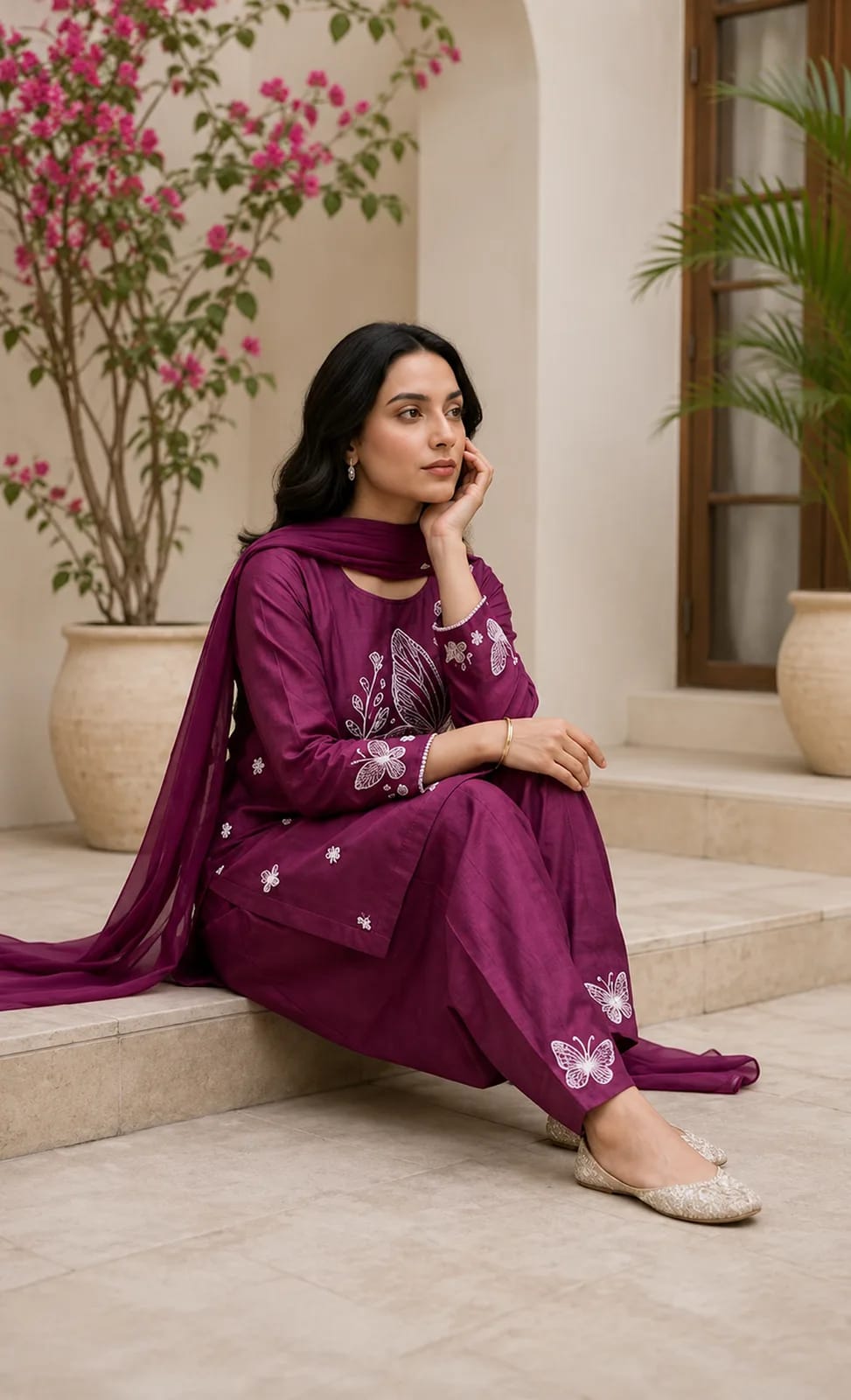 Parwana (Hand Embroidered), 3 pc suit with lawn duppata, view 2