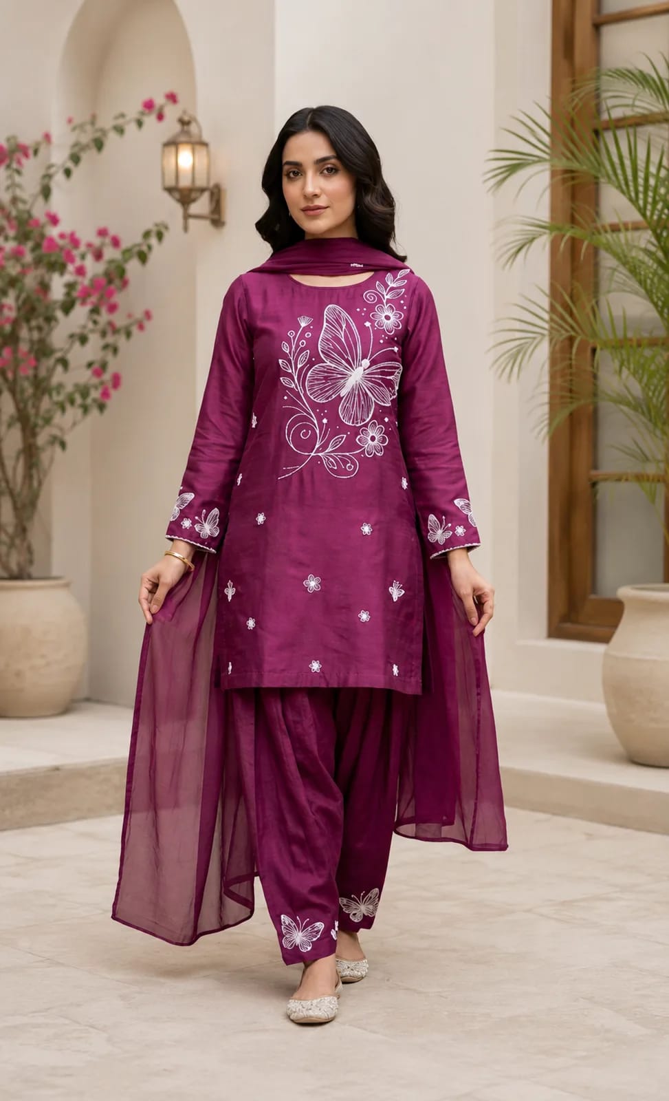 Parwana (Hand Embroidered), 3 pc suit with lawn duppata, view 1