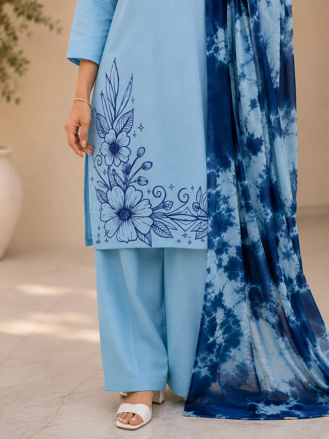 Aasmaan (Hand Embroidered), 3 pc suit with lawn duppata, view 6