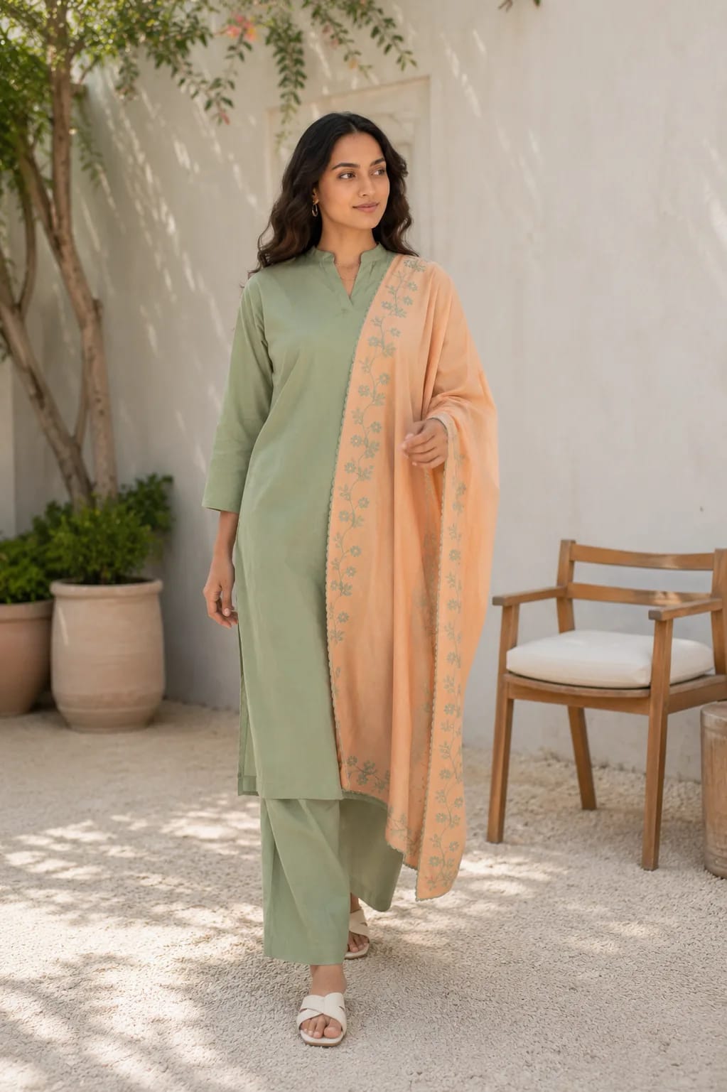Zehri (Hand Embroidered), 3 pc suit with embroidered duppata, view 4