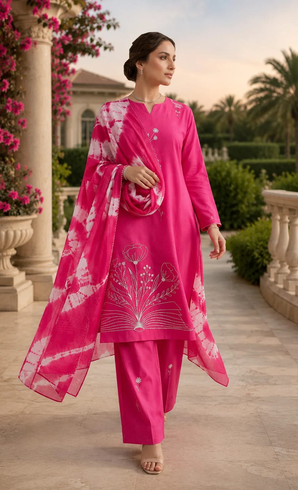 Bahaar (Hand Embroidered), 3 pc suit with lawn duppata, view 3